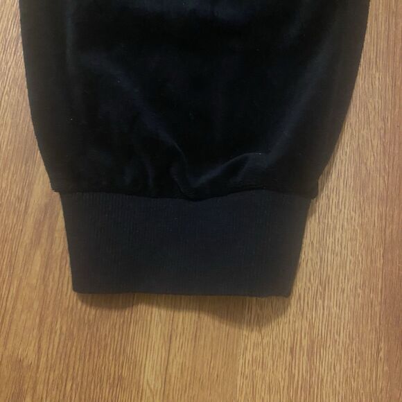 Eileen Fisher Black Velour Jogger Pants Organic Cotton Drawstring Pull On PL - Picture 6 of 13